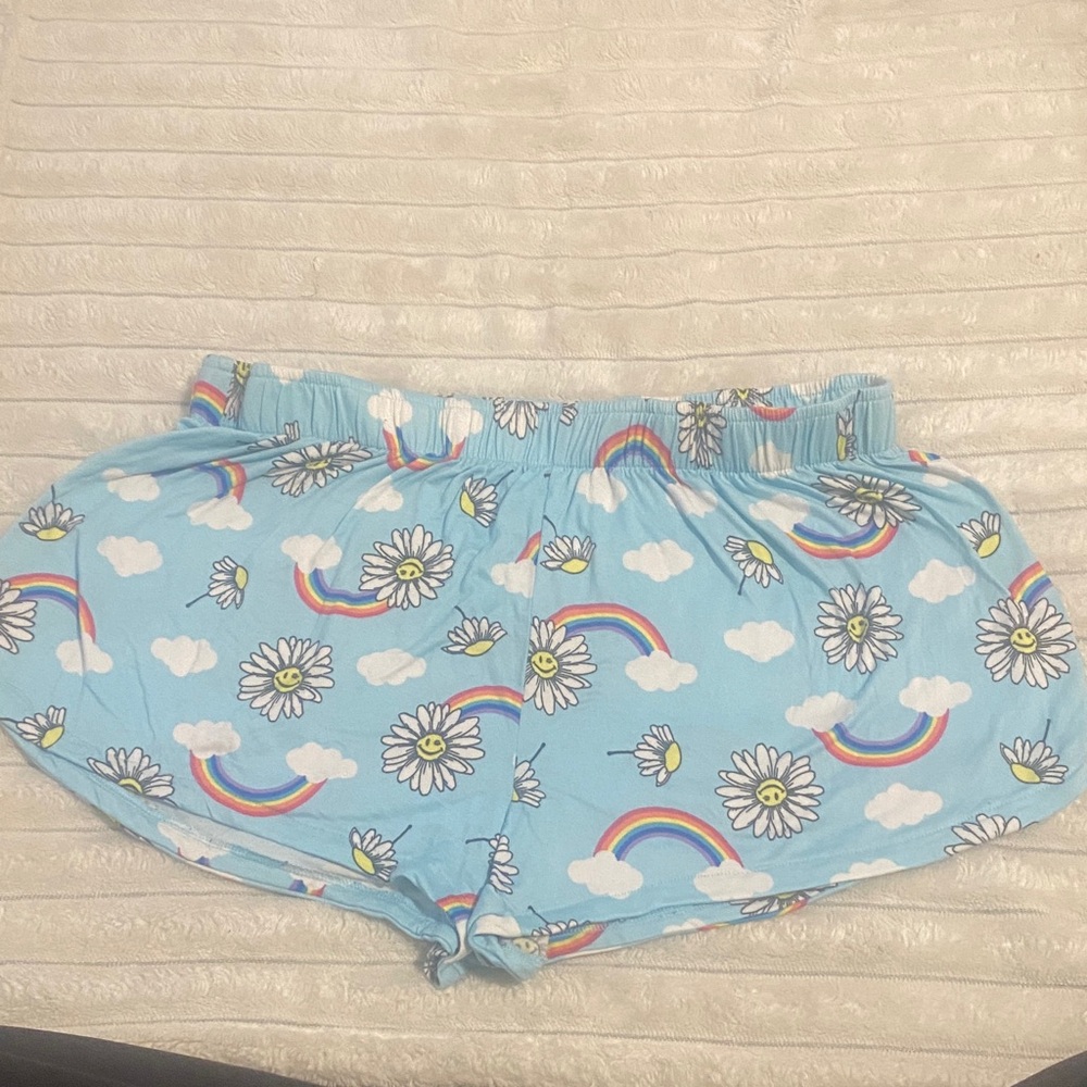 Joe Boxer Light Blue Daisy & Rainbow Lounge Shorts